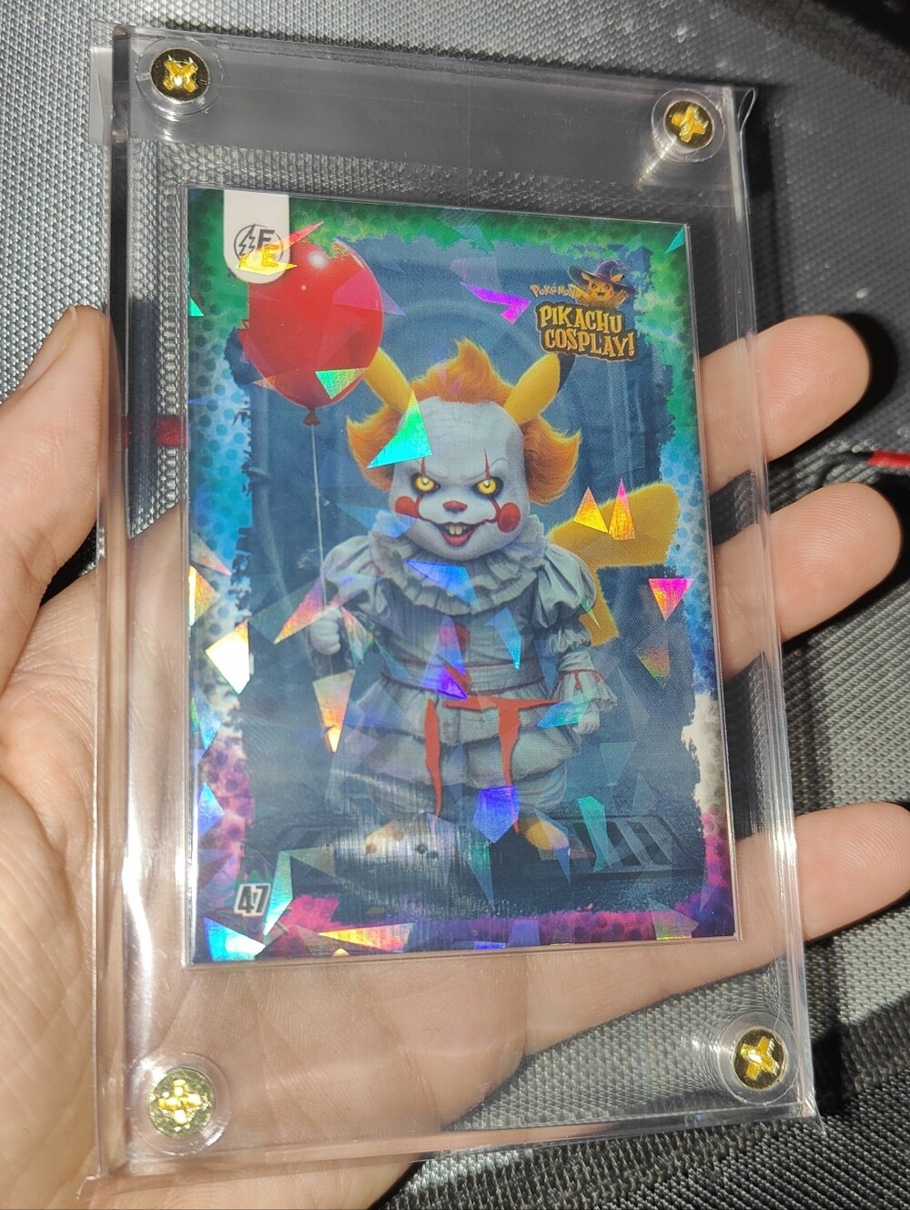 Pennywise IT holo encased Pikachu Cosplay card Unofficial Pokemon Peru